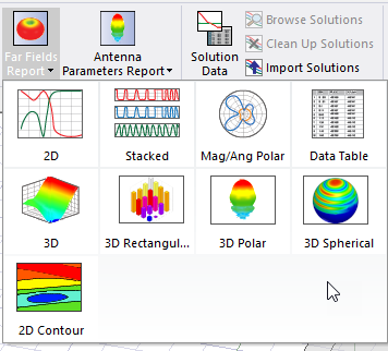 Far Field Report, drop-down menu. Far Field Report, drop-down menu.
