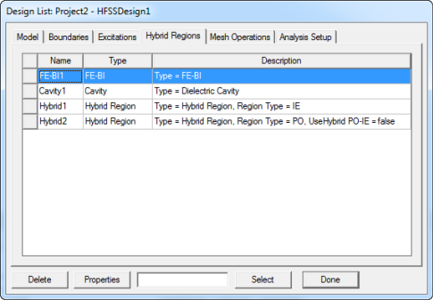 Design List dialog. Model tab.