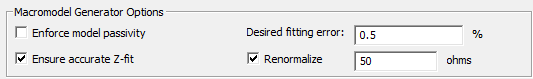 Macromodel Generator Options groupbox.