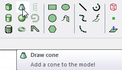 Draw cone icon selected in Draw ribbon.