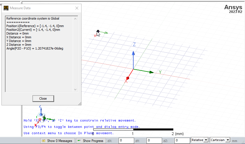 Modeler window. Measure Data dialog.
