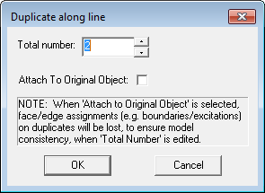 Duplicate along line dialog.