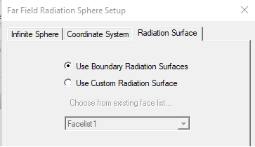 Far Field Radiation Sphere Setup Window