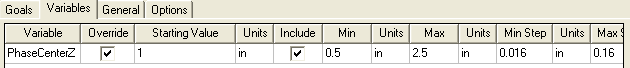 Variables tab.