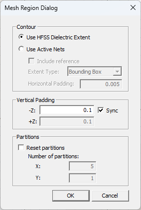 Mesh Region Dialog Window