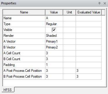 Properties window.