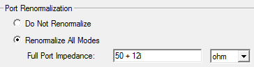 Port Renormalization groupbox. Remornalize all modes option enabled.