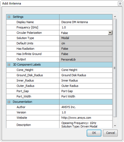 Add Antenna dialog.