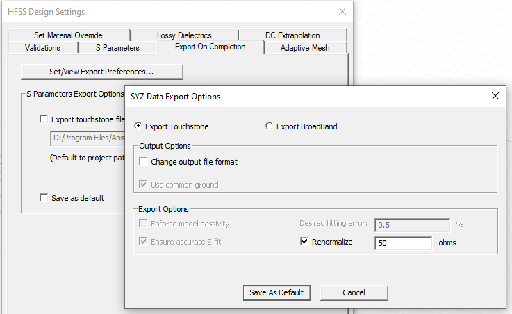 SYZ Data Export Options dialog.