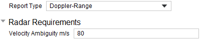 Radar requirement field defined, set to 80 m/s.