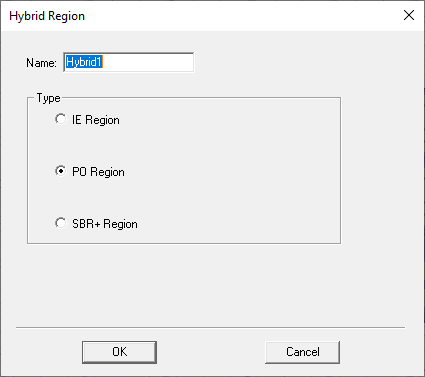 Hybrid Region dialog.