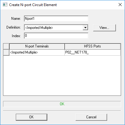Create N-Port Circuit Element dialog.