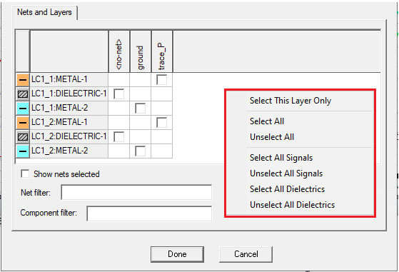 Create Field Plot dialog. Shortcut menu.