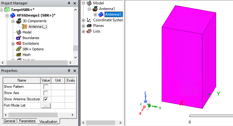 Project Manager, Properties window, modeler window.
