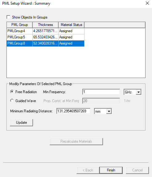 PML Setup Wizard: SUmmary dialog.