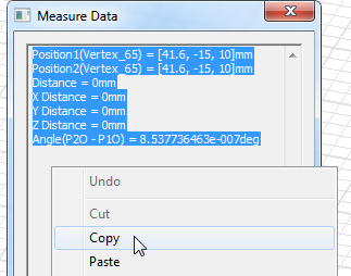 Measure Data dialog. Copy option highlighted.