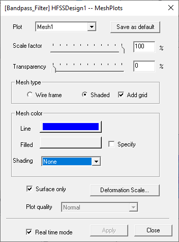 Mesh Plots Window