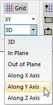 Movement Mode drop-down menu, Along Y Axis option highlighted.