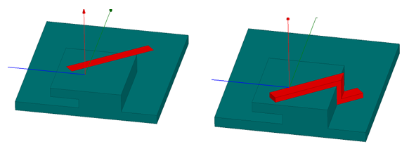 Projected sheet with thickness outward from the target object.