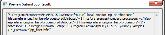 Preview Submit Job Results window. 