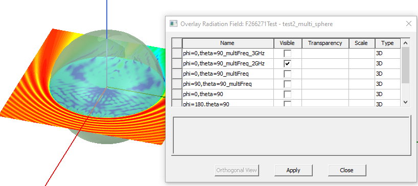 Overlay Radiation Field dialog.