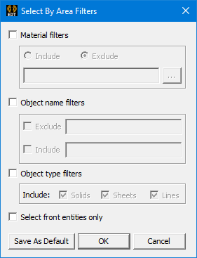 Select by Area Filters dialog.
