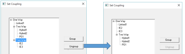 Set Coupling dialog, Two Way options highlighted, ungrouped.