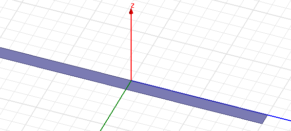 Model of long rectangular sheet object lying along the X-Y plane.