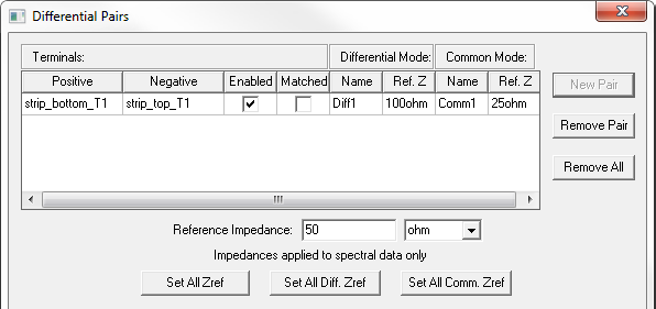 Differential Pairs dialog.