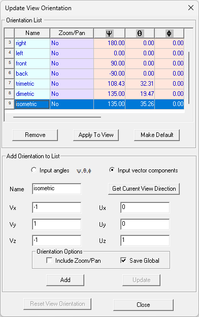 Update View Orientation dialog.