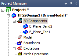 Project Manager window. Project Tree expanded showing 3D Components.