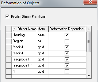 Deformation of Objects Dialog