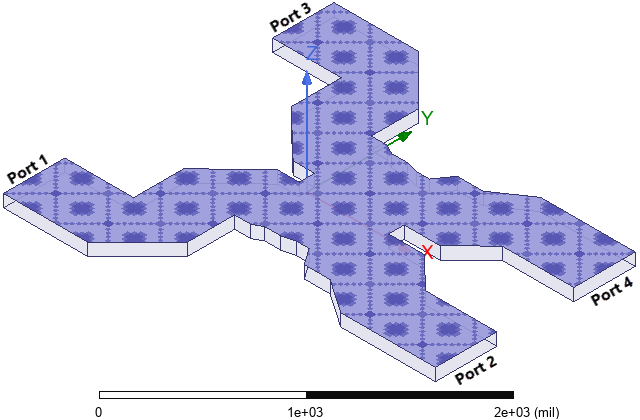 Waveguide combiner model with symmetry boundary visualized