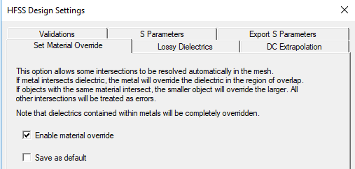Enable Material Override Option