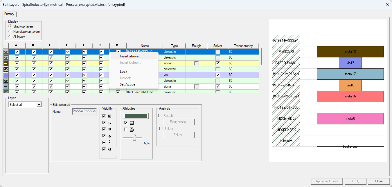 Edit Layers Window