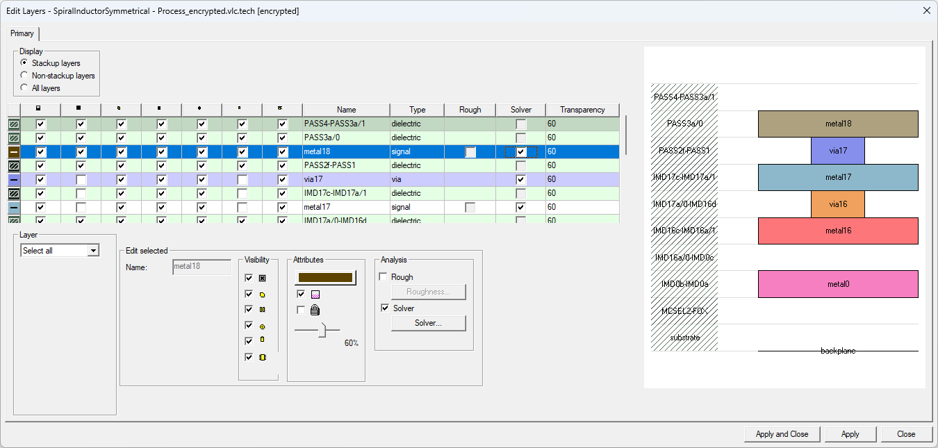 Edit Layers Window