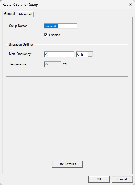 RaptorX Solution Setup Window