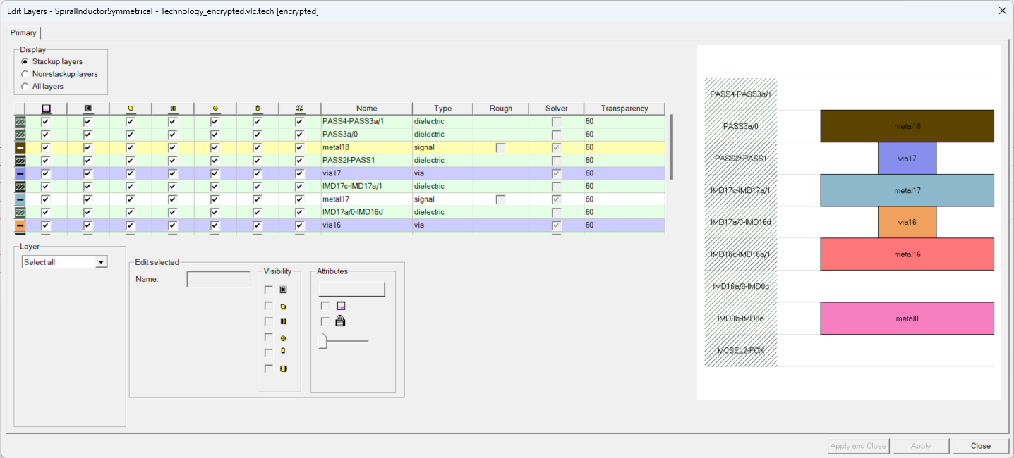 Edit Layers Window (Encrypted Design)