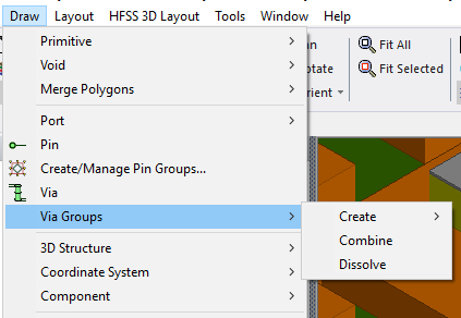 Draw menu, Via Groups option expanded.