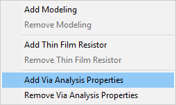 HFSS 3D Layout Properties drop-down menu