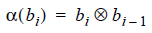  Function is defined alphsa to be the exclusive-OR of the current bit and its immediate predecessor.