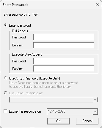 Enter Passwords Window