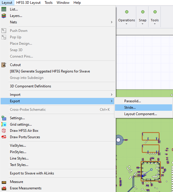Layout > Export > Stride...