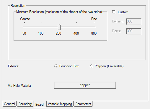 Board tab of the Insert Layout Component dialog box showing options for structural solution types