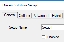 Driven Soluution Setup, General tab.