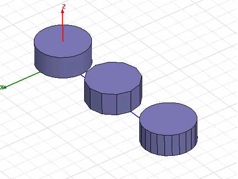 Modeler window with 3 cylinder models.