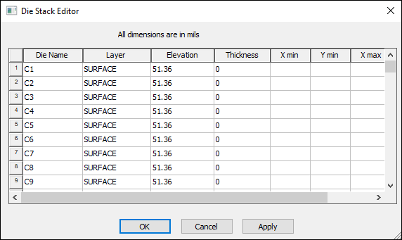 Die Stack Editor