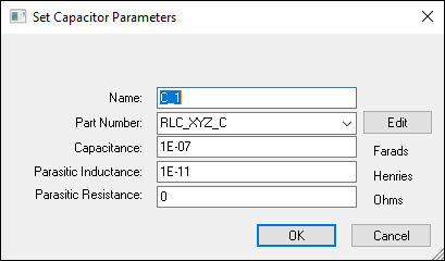 Set Capacitor Parameters Window