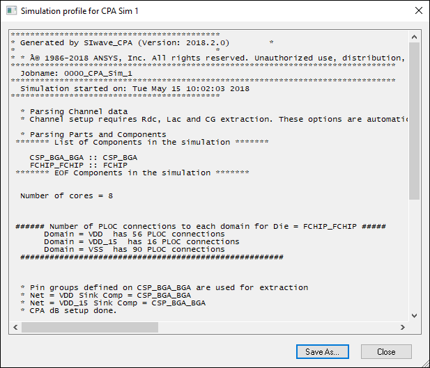 Simulation Profile - CPA