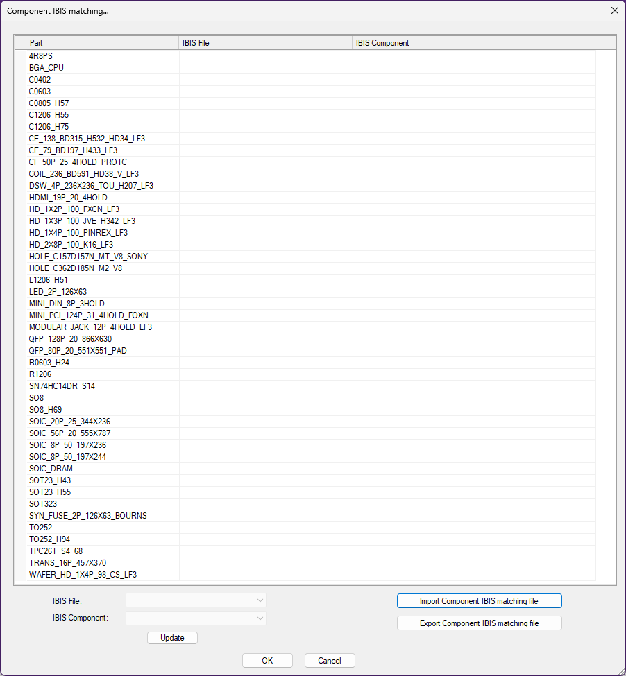 Component IBIS Matching Window